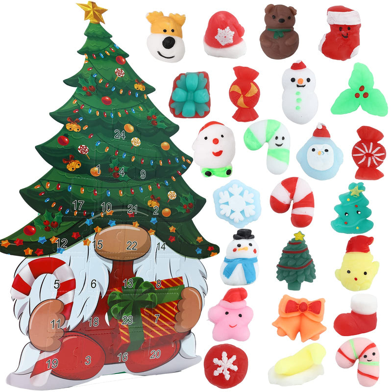 Advent Calendar 2022, Christmas Countdown Calendar, 24Pcs Squishies Squishy Toys Santas Snowman, Fidget Toy Christmas Mochi Squishy Toy Stress Reliever Anxiety Pack Christmas Gift Set for Kid Toddler
