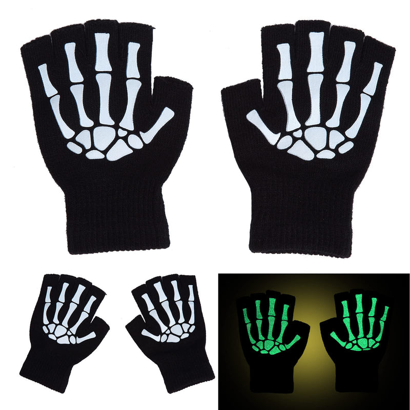 CYNDIE 3 Pairs Halloween Gloves Stretch Knitted Gloves