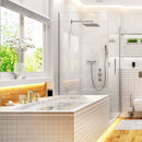 GAOMON Waterfall Bathtub Faucet Brushed Gold Widespread Bathtub Faucet Set for 3 Hole with Water Supply Lines