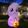 CYNDIE 5FT Halloween Inflatable Cute Ghost with Pumpkin
