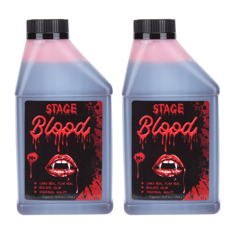 16 oz Pint of Blood, Fake Blood Halloween Vampire Blood Bottle for Halloween Makeup & Dress Up