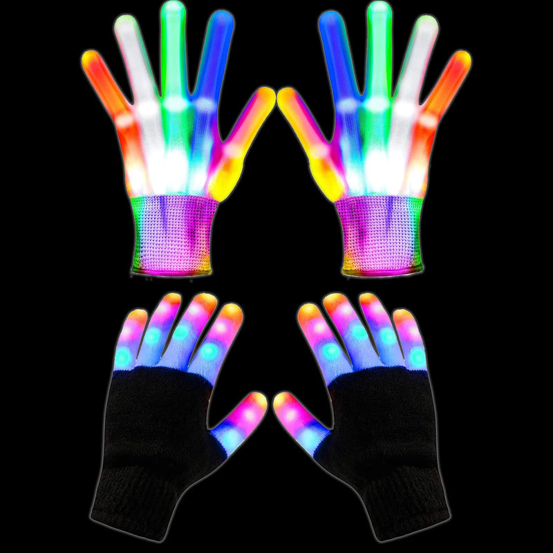 WHIZMAX 2 Pairs of Flashing Led Gloves for Kids