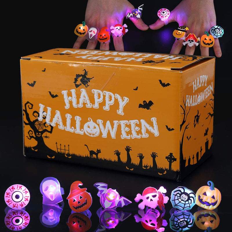 WHIZMAX 54pcs Halloween Light Up Rings Toys