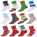 12 Pair Women's Christmas Socks, Cotton Knit Crew Xmas Socks for Girls, Winter Cozy Funny Women Christmas Socks, Cute Novelty Christmas Gifts