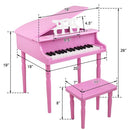 GAOMON Children 30-key Wooden Piano With Music Stand 4 feet Piano Toys Pink