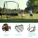 GAOMON Outdoor Garden Iron Wire Double Swing Chair Hanging Swing - Dark Brown