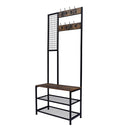 GAOMON 2-in-1 Coat Rack with 2 Layer Mesh Clothes Organizer with Hooks Brown