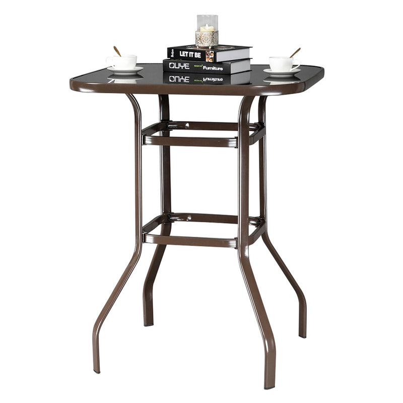 AMYOVE Bar Table Patio Table Bistro High Top Patio Table Outdoor Brown