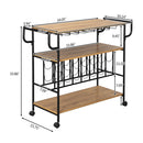GAOMON 3-tier Wine Rack Cart Kitchen Rolling Storage Bar Wood Table Serving Trolley Black