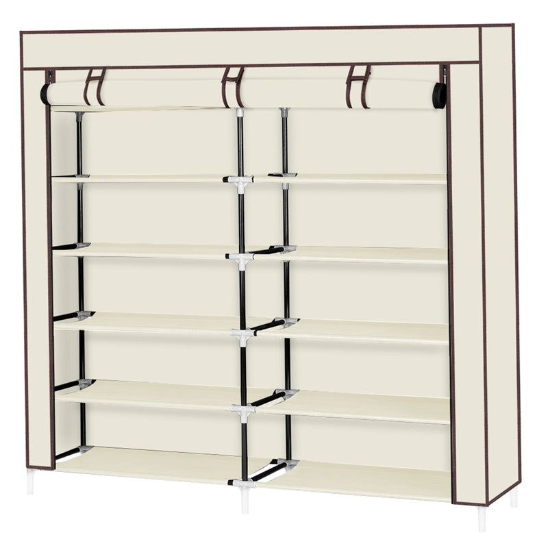 RONSHIN 7 Layers 14 Grids Shoe Rack Portable Shoe Cabinet Beige