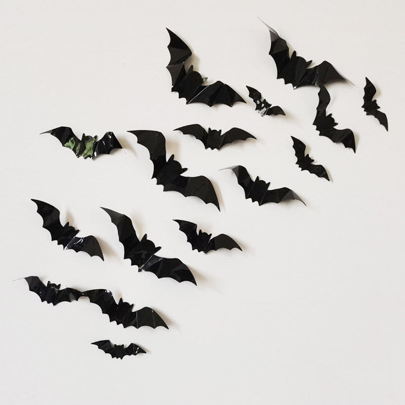 CYNDIE 160PCS Halloween Bat Print Wall  Stickers Household Room Decoration
