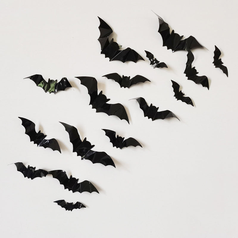 CYNDIE 80PCS Halloween Bat Print Wall  Stickers Household Room Decoration