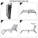 GAOMON Outdoor Foldable Triple Folding Bed with Head Canopy Grey
