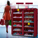 GAOMON Shoe Cabinet 6-layer Double-row 12-compartment Shoe Organizer Container Wine Red