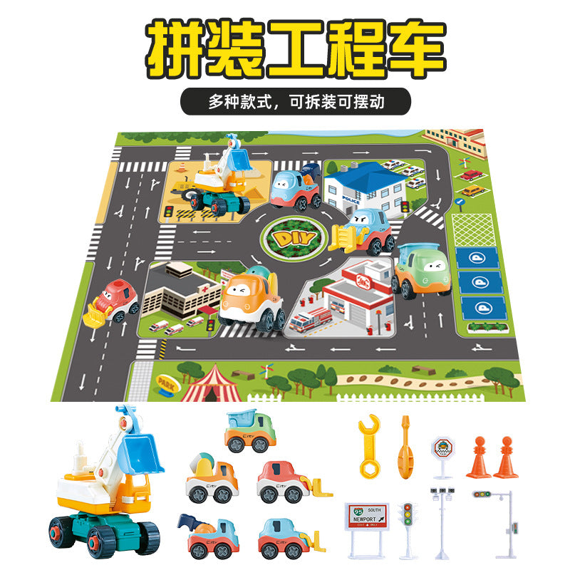 YIWA City Traffic Road Scene Toy Set Diy Disassembly Assembly Vehicle