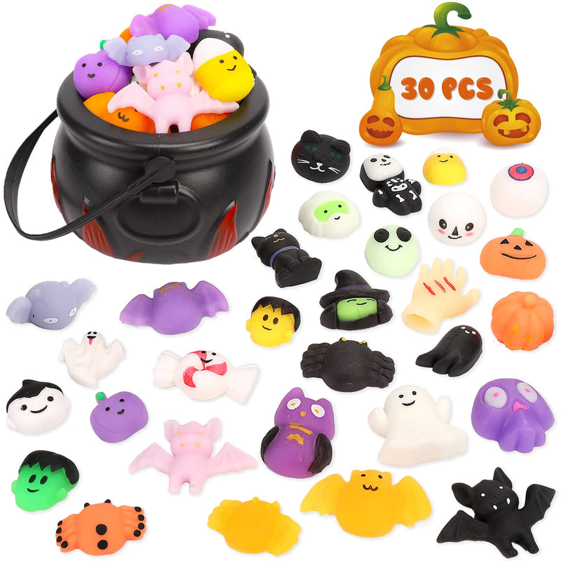 CYNDIE 30pcs Squeeze Toys with 5.5" Halloween Cauldron