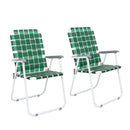 GAOMON 2pcs Beach Chair Steel Tube Bearing 120kg Folding Beach Chair Dark Green Stripes