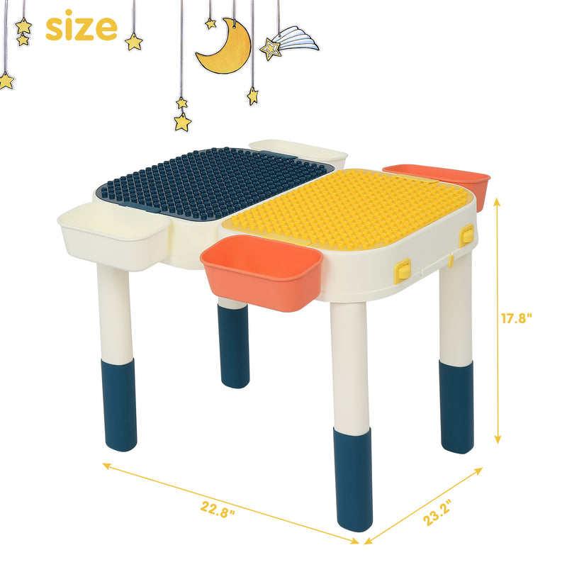 YIWA Kids Activity Table Set with Building Blocks Foldable Building Block Table Mobile Suitcase