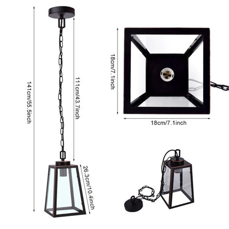 REDCOLOURFUL 110-240v Chandelier E26 Lantern Pendant Light for Dining Room Kitchen Hallway Black