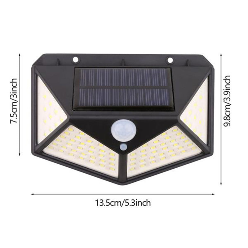 REDCOLOURFUL 100led Solar Wall Lights Waterproof Motion Sensor Light Black