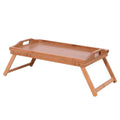 AMYOVE Bamboo Tray Tea Table with Folding Legs Desk Wood Color