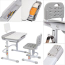 GAOMON 70cm Kids Desk Chair Set Height Adjustable Children Study Desk Gray