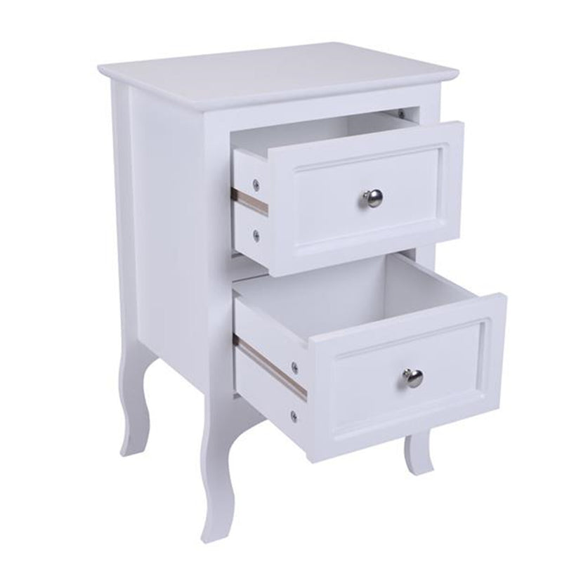 AMYOVE Rural Style Bedside Table Nightstands with 2 Drawers Storage Cabinet White