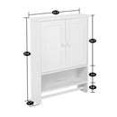 GAOMON 2-Door Bathroom Wall Cabinet Cupboard 65x48.7x14.6cm White
