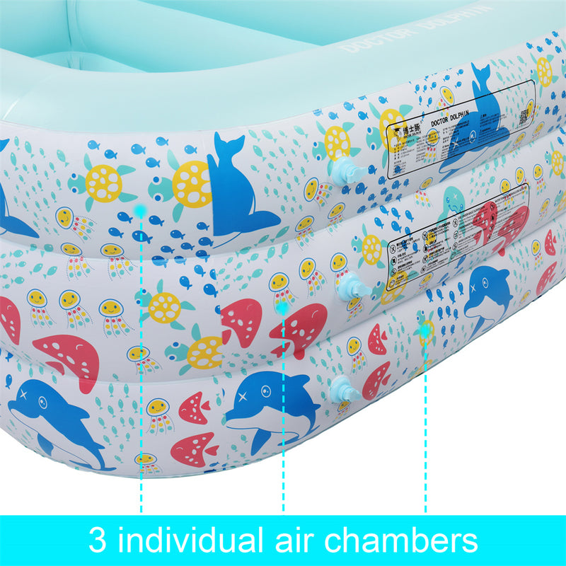 THBOXES Inflatable Pool Three-layer Airbag Children Play Pool 210*140*60cm Blue