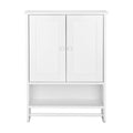 AMYOVE 2-Door Bathroom Wall Cabinet Cupboard 65x48.7x14.6cm White