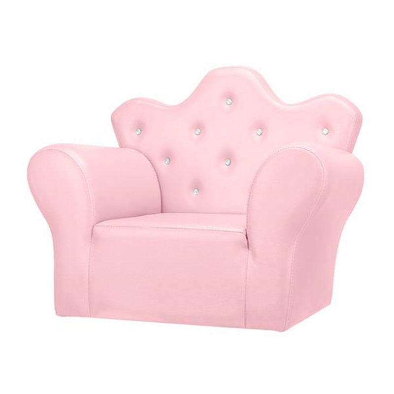 ALICIAN Children Sofa Solid Wood Composite Board Crown-Shape Single Sofa Pink