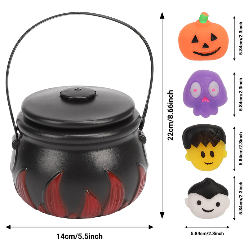 CYNDIE 30pcs Squeeze Toys with 5.5" Halloween Cauldron