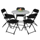 GAOMON 5pcs Folding Chair Plastic Portable Stackable Patio Stool Black