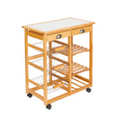 GAOMON Wooden Dining Cart with 2-Drawer Removable Storage Rack Shelf