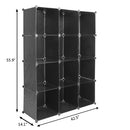 GAOMON 12-cube Storage Shelf DIY Stackable Bookshelf Cabinet Storage Organizer Black