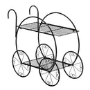 GAOMON 2-Tier Flower Pot Stand Garden Cart Design Plant Holder Black