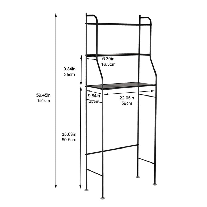 RONSHIN 3-tier Bathroom Storage Rack for Towels Toiletries Toilet Organizer Black