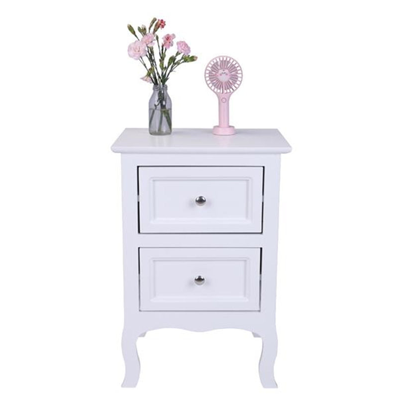 AMYOVE Rural Style Bedside Table Nightstands with 2 Drawers Storage Cabinet White