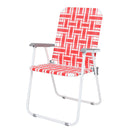 GAOMON 2pcs Beach Chair Steel Tube Bearing 120kg Folding Beach Chair Red White Strips