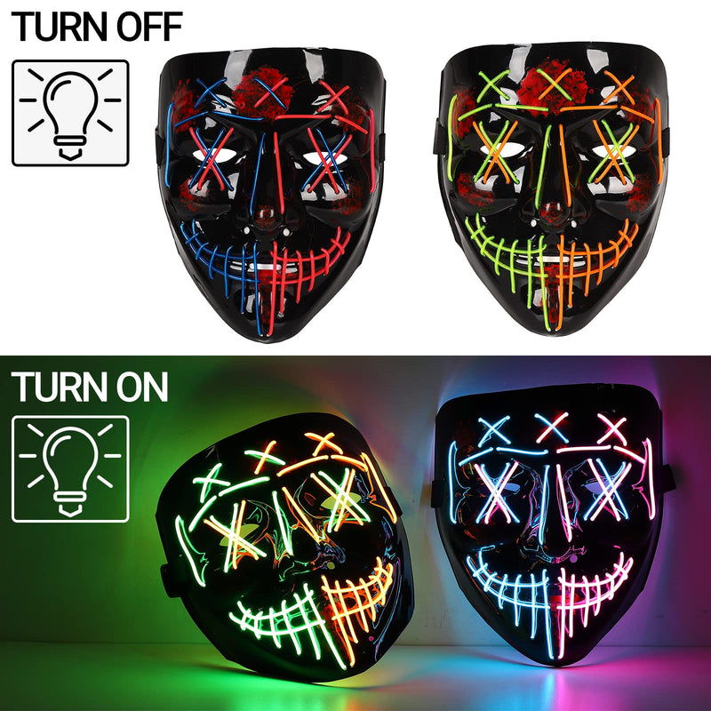 CYNDIE Halloween 2 Pack Led Masks Scary Mask