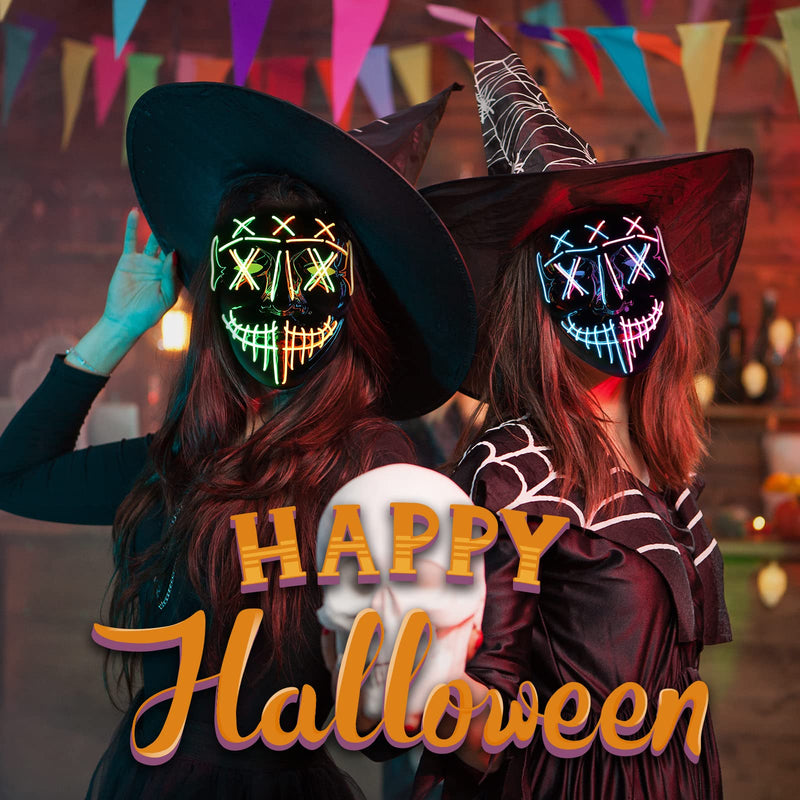 WHIZMAX Halloween 2 Pack Led Masks Scary Mask