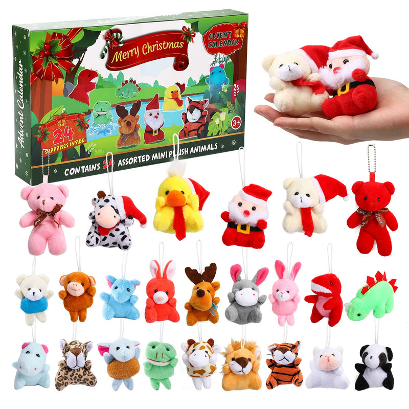 Christmas Advent Calendar 2022 for Kids, Mini Animal Plush Toys Keychain with 24 Different Stuffed Animals, Christmas 24 Days Countdown Toy Calendars, Stocking Stuffer Toys Party Favors Classroom Prizes Xmas Gifts for Boys Girls Toddlers