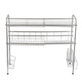 RONSHIN Double Layer Bowl Rack Shelf Dish Drainer 90cm Inner Length Kitchen Organizer Silver