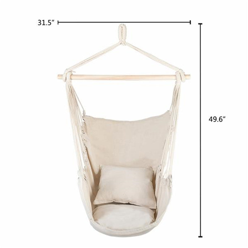 THBOXES Hammock Chair Durable Hanging Chair with Two Pillows Beige