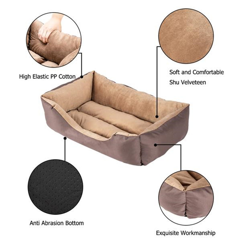 BEESCLOVER 28" Pet Mat Kennel For Pet Cat Dog Non-slip Bottom Brown