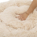 GAOMON Round Plush Pet Bed Fluffy Soft Warm Calming Bed Dog Cat Sleeping Nest Khaki