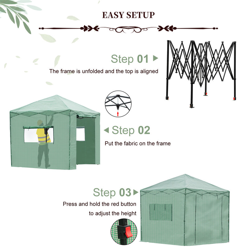 THBOXES Greenhouse Shed Foldable Growth Tent for Plants Gardening Green