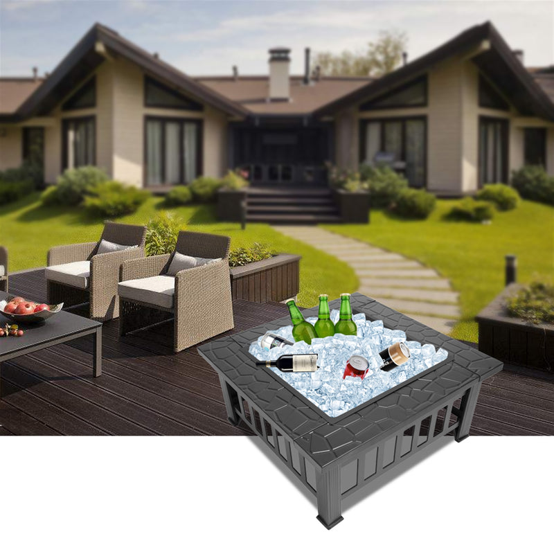 THBOXES 32inch Portable Square Fire Bowl Lightweight Fire Pit