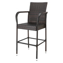 GAOMON 2pcs Rattan Bar Chair Iron Frame Outdoor Chair Garden Furniture 53x53x120cm Brown