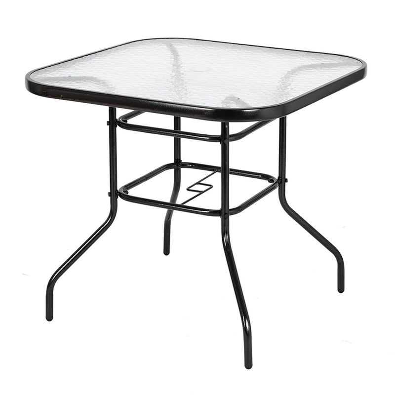 AMYOVE Outdoor Dining Table Weather-Proof Patio Garden Square Tempered Glass Table